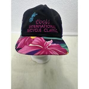 VTG Rare 1980s Coors Bicycle Classic Floral Strapback Hat Retro Cycling Hawaii